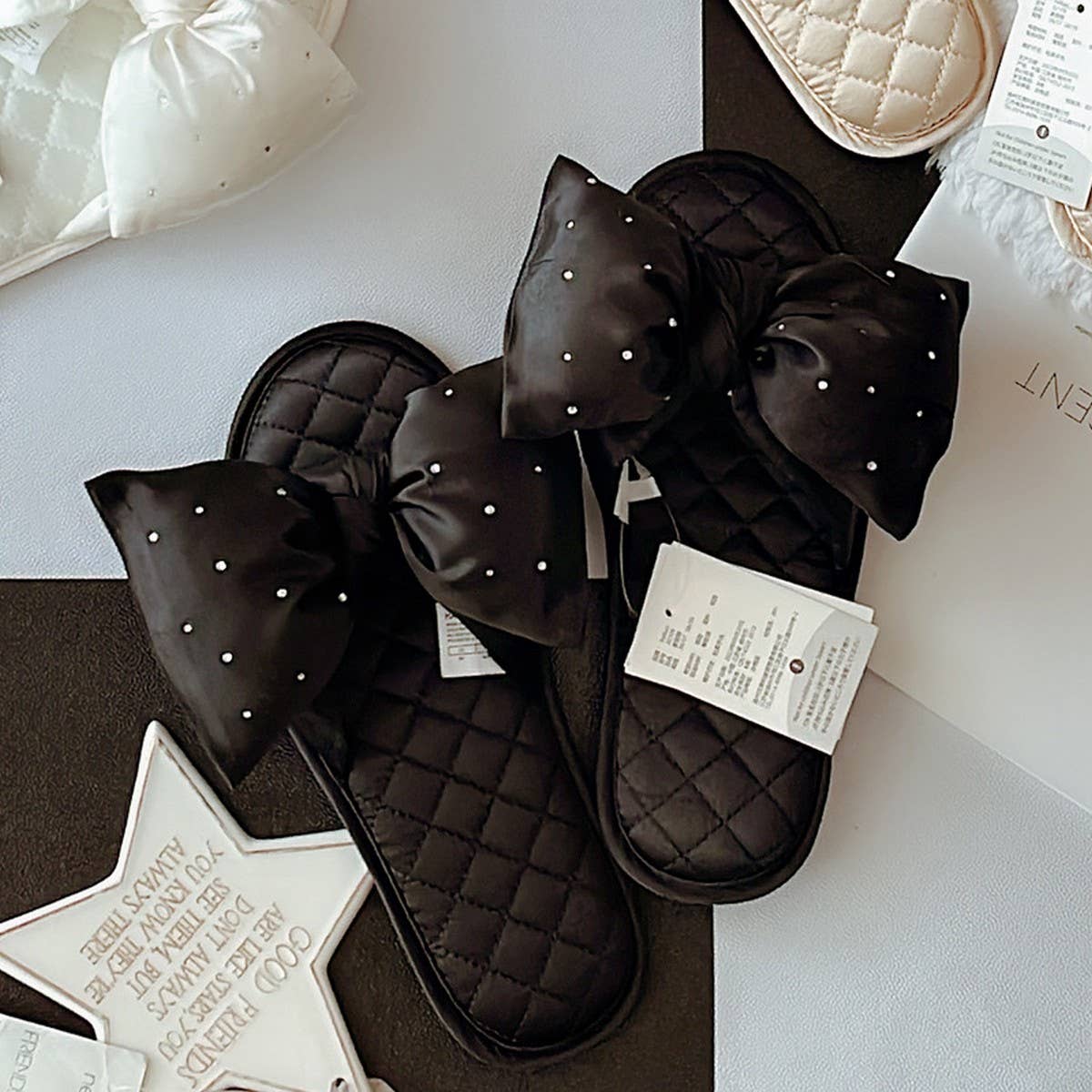 NEW STYLE BIG BOW SATIN HOME SLIPPERS FOR WOMEN_CWMM2963