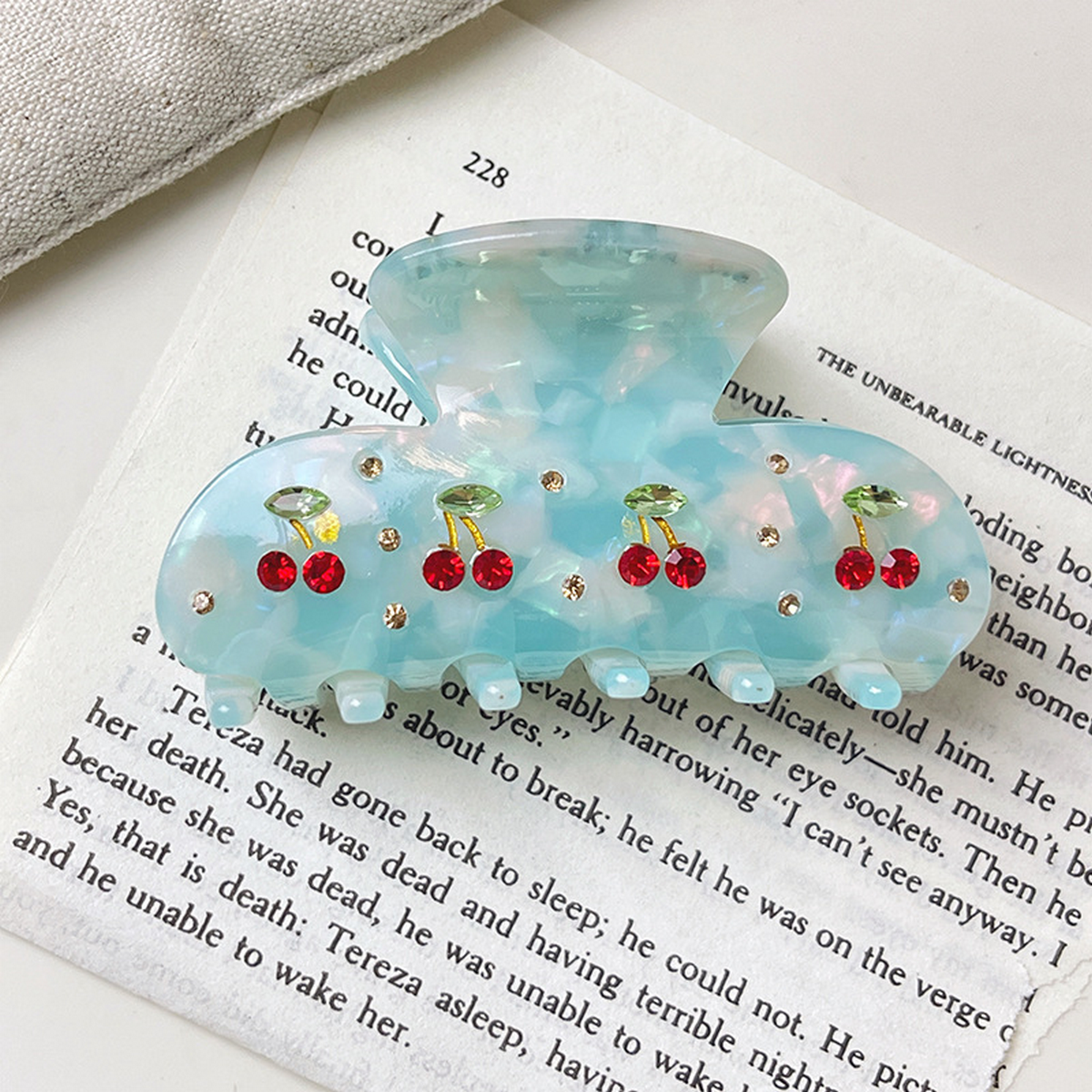 CHERRY ACETATE HAIR CLAW 8CM CUTE TRENDY CLASP_CWAHA1334