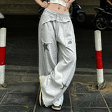 Star Print Pocket Patchwork Casual Pants