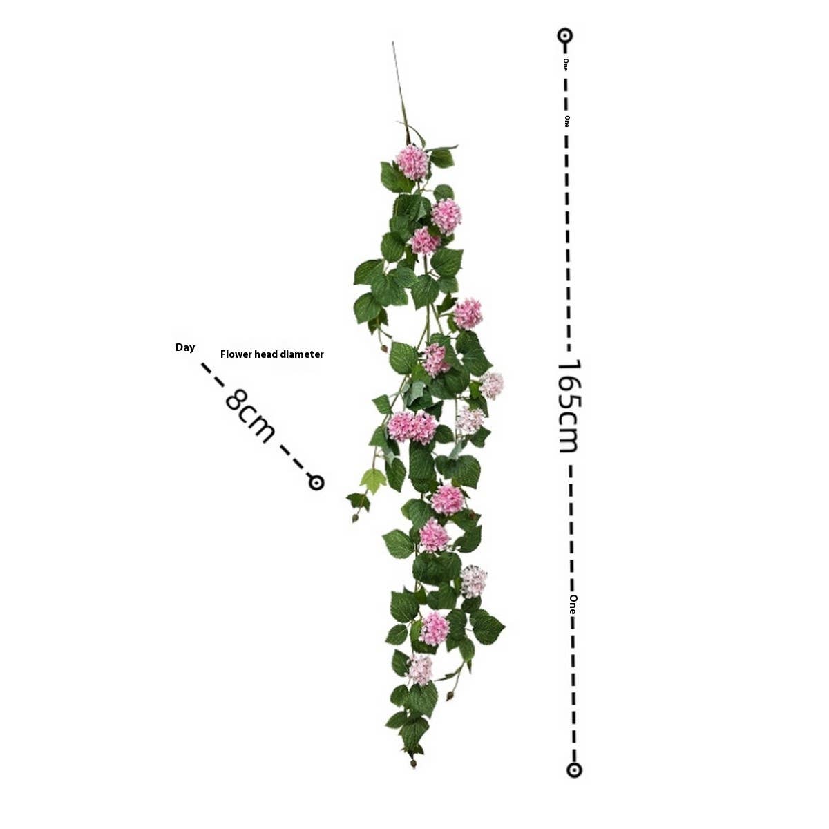 HYDRANGEA EUCALYPTUS VINE GARLAND WITH 14 BLOOMS_CWMM6518