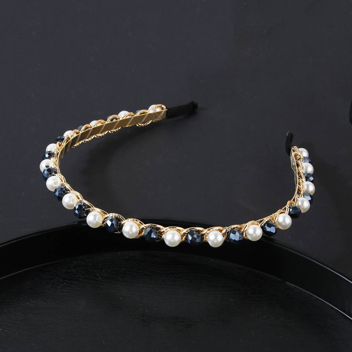 Women Simple Crystal Pearl Hairband_Cwaha0474