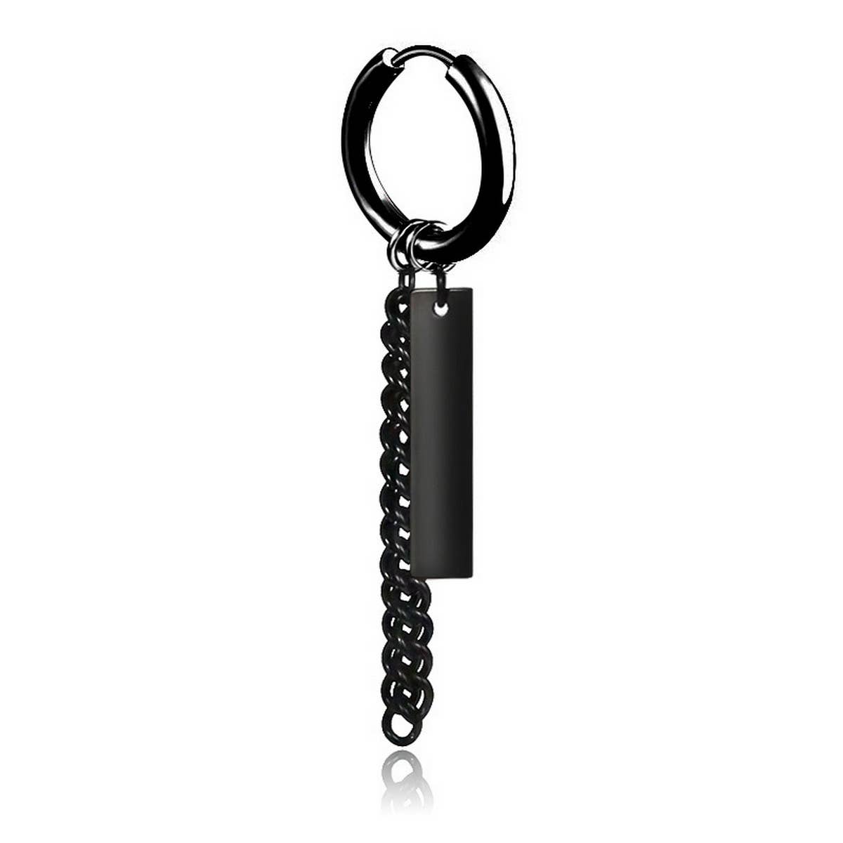 NEW FEATHER SINGLE BLACK CHAIN EARRING_CWAJE2451