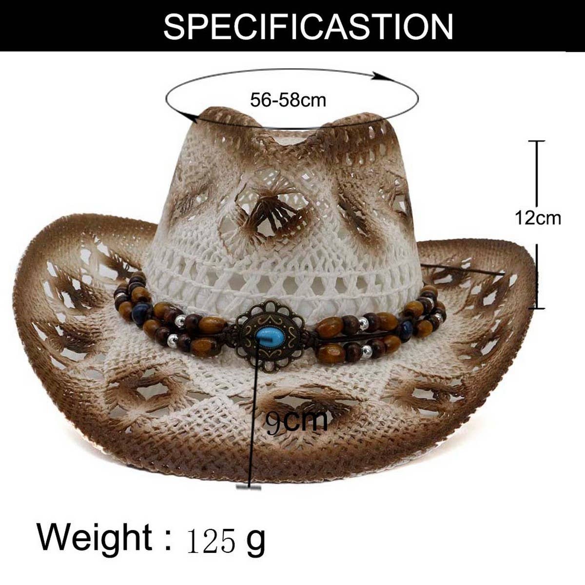 BEACH SUNSHADE COWBOY STRAW HAT_CWAH1257