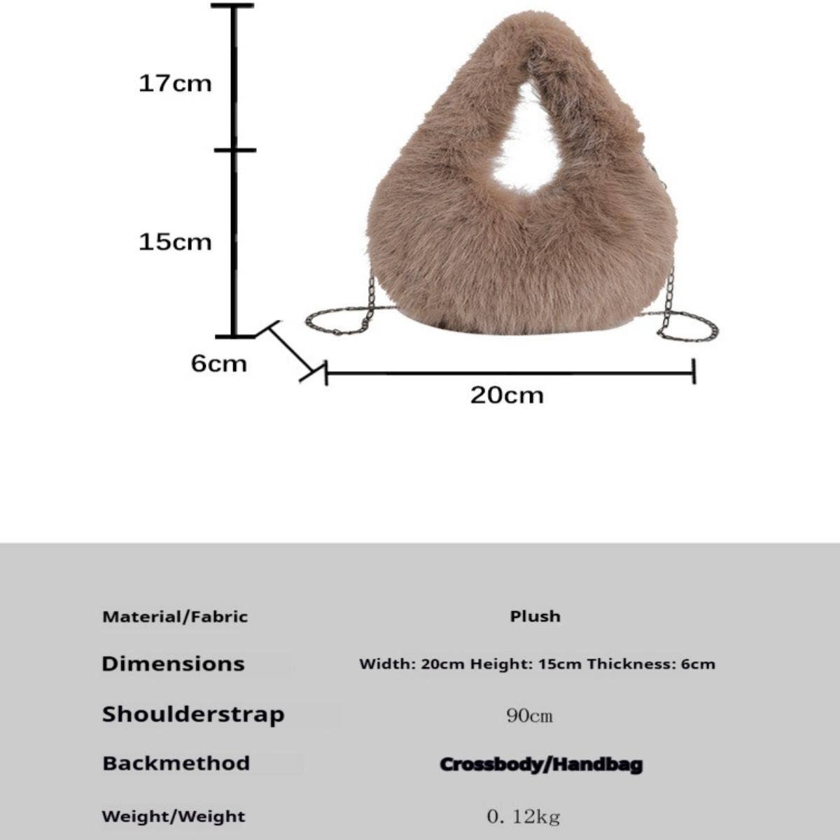 FLUFFY CHAIN HANDBAG WOMEN SHOULDER TOTE_CUAB00607