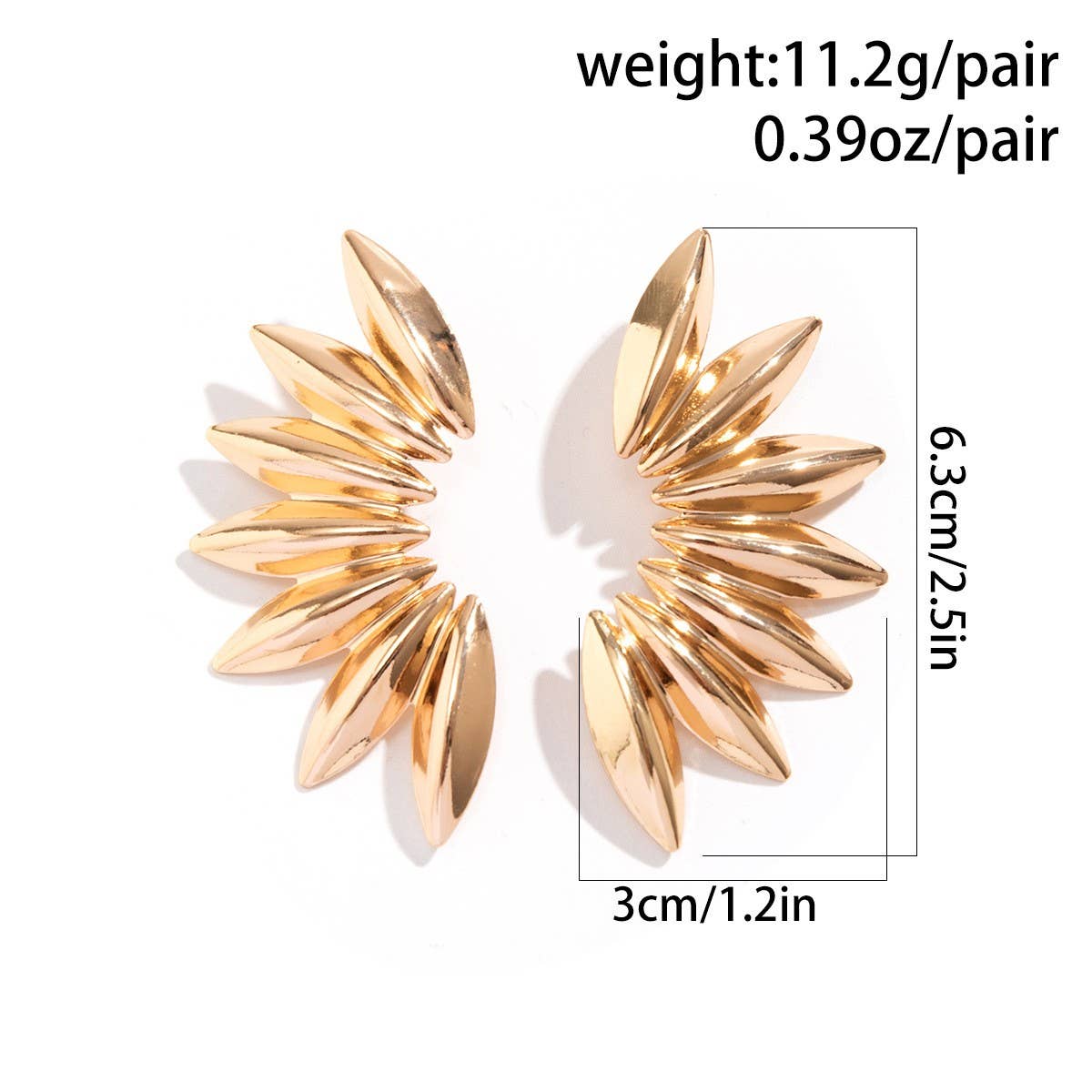 PUNK STYLE MINIMALIST FAN SHAPED BURR EARRINGS_CWAJE1154