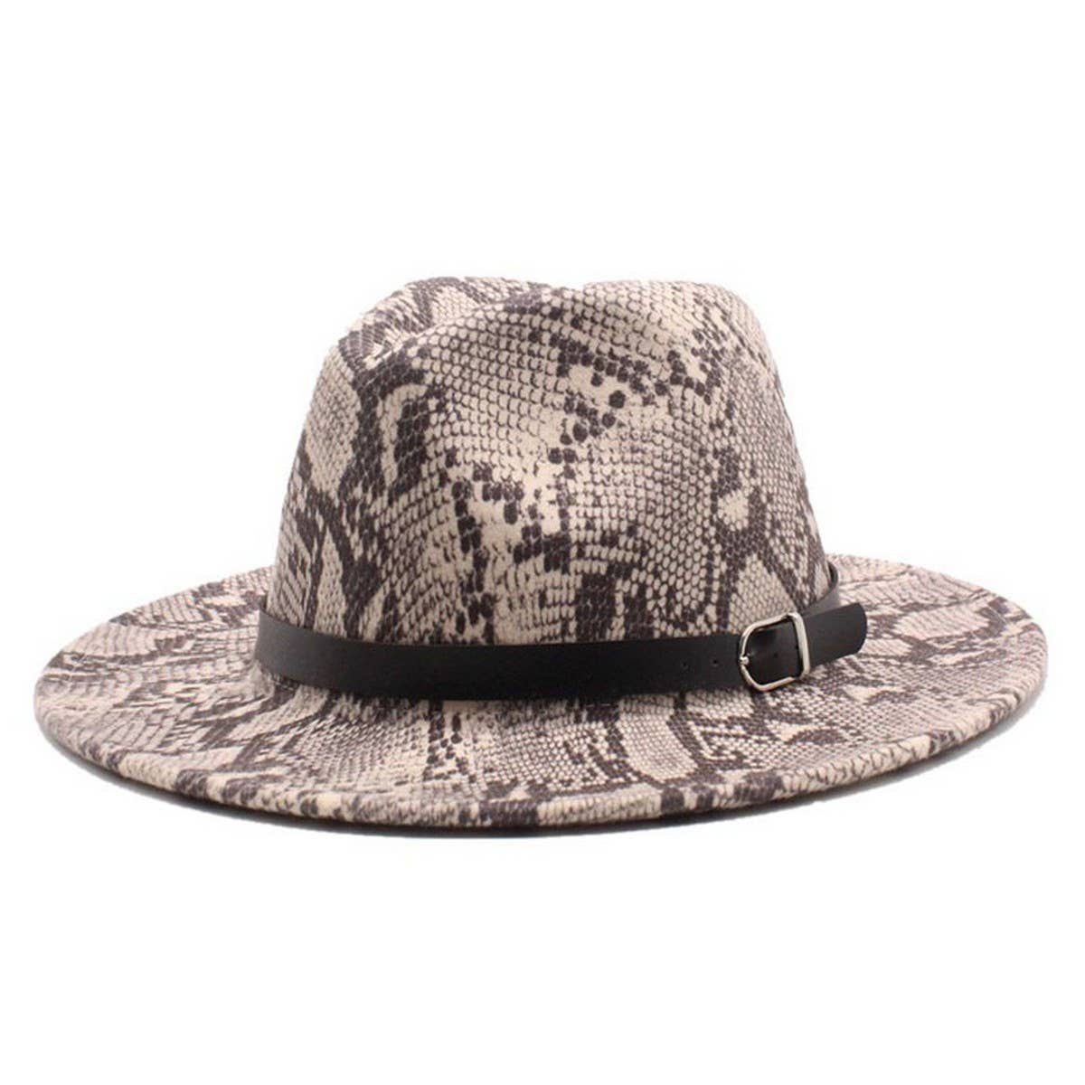 Wool Hat Snake Pattern Flat Brim Felt Hat Jazz Hat_Cwah2589