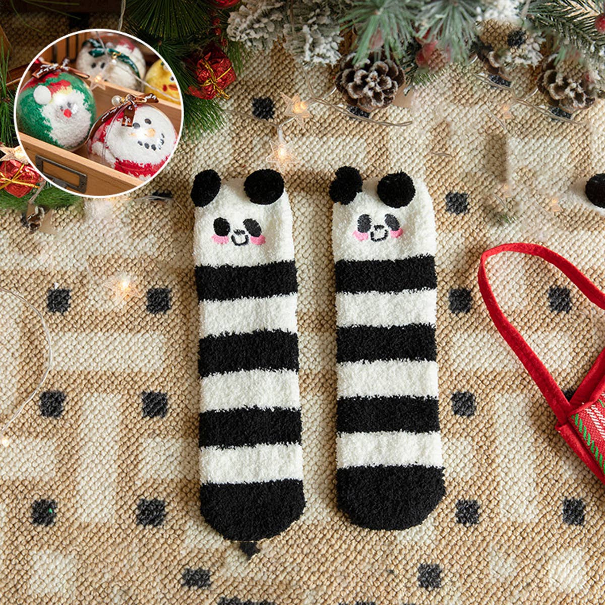 SANTA CLAUS FUZZY CHRISTMAS SOCKS GIFTS FOR WOMEN_CWMS0766