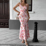 Sweet Pure Floral Design Long,Form-Hugging Dress