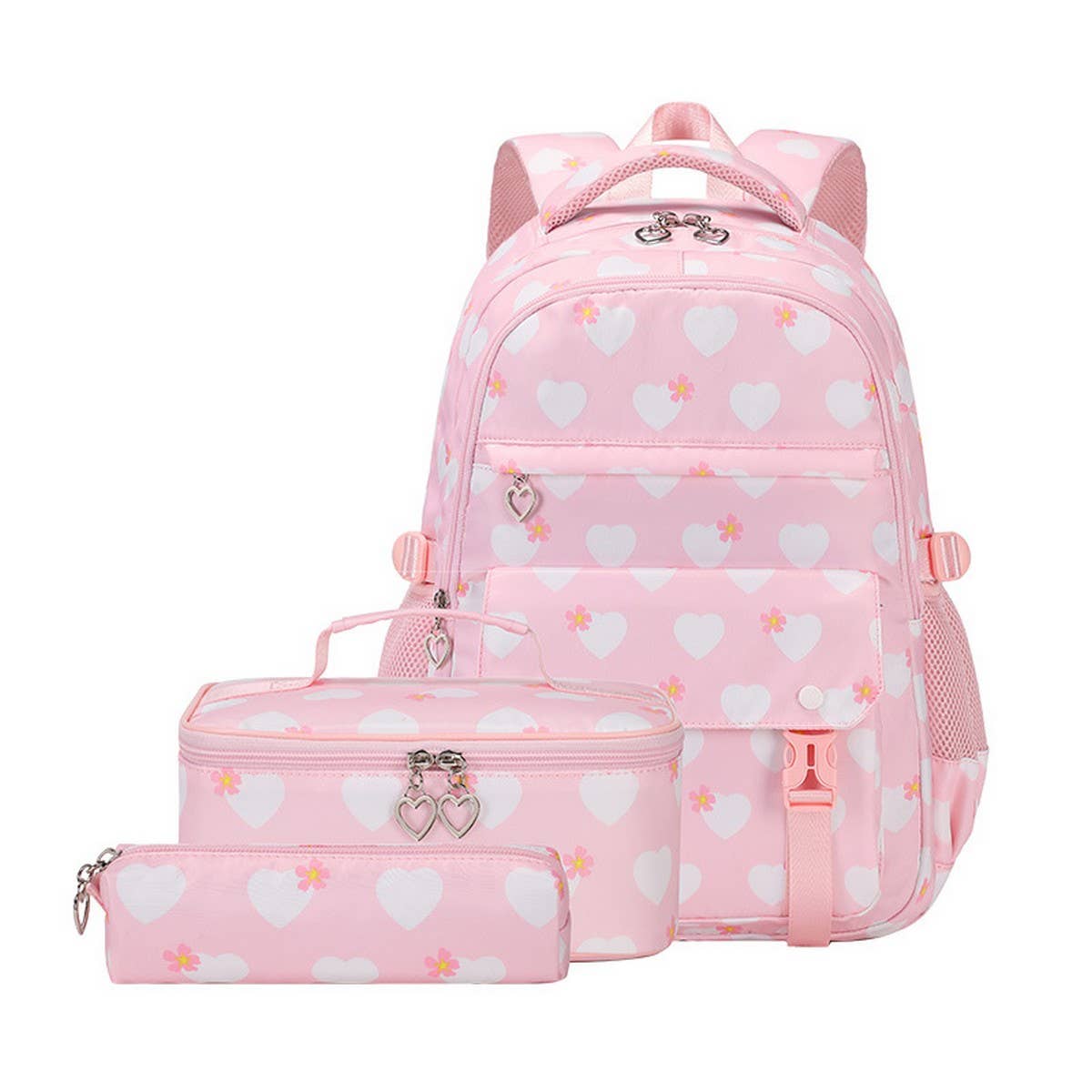GIRLS BACKPACKS FOR SCHOOL 3 PIECE HEART DESIGN_CWAB5390