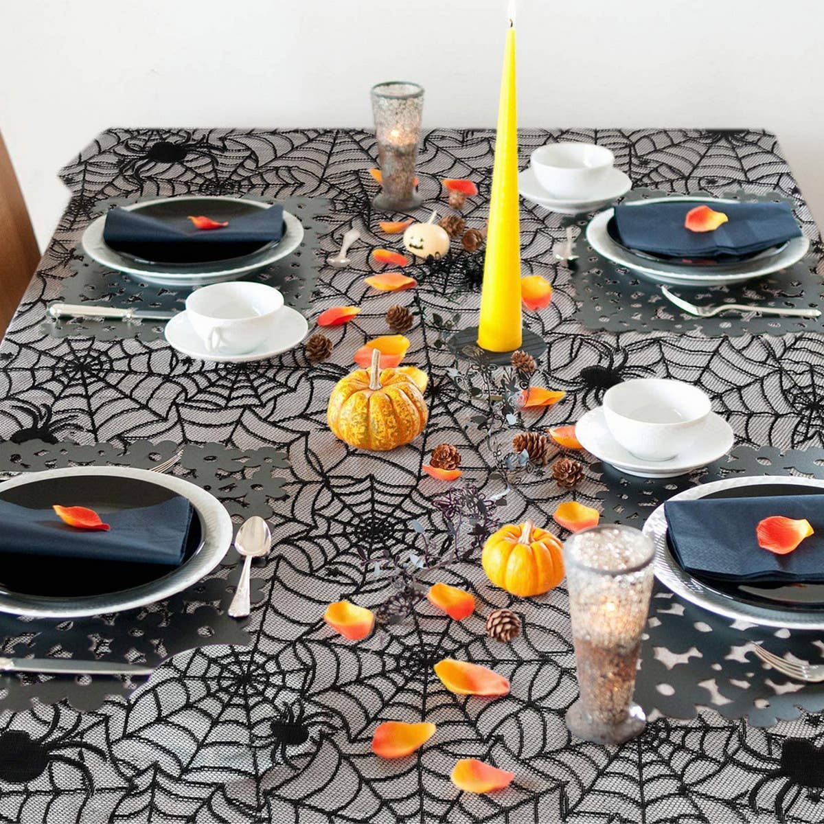 HALLOWEEN LACE SPIDER WEB WALLPAPER_CWMM1721