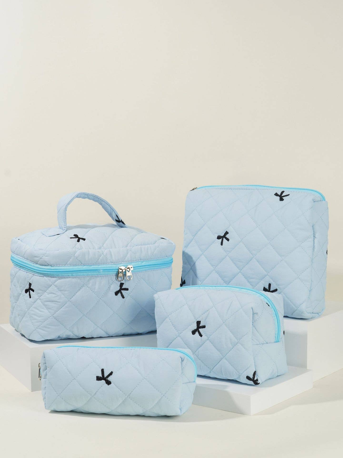 Large-Capacity Set Of Embroidered Bow Handbag