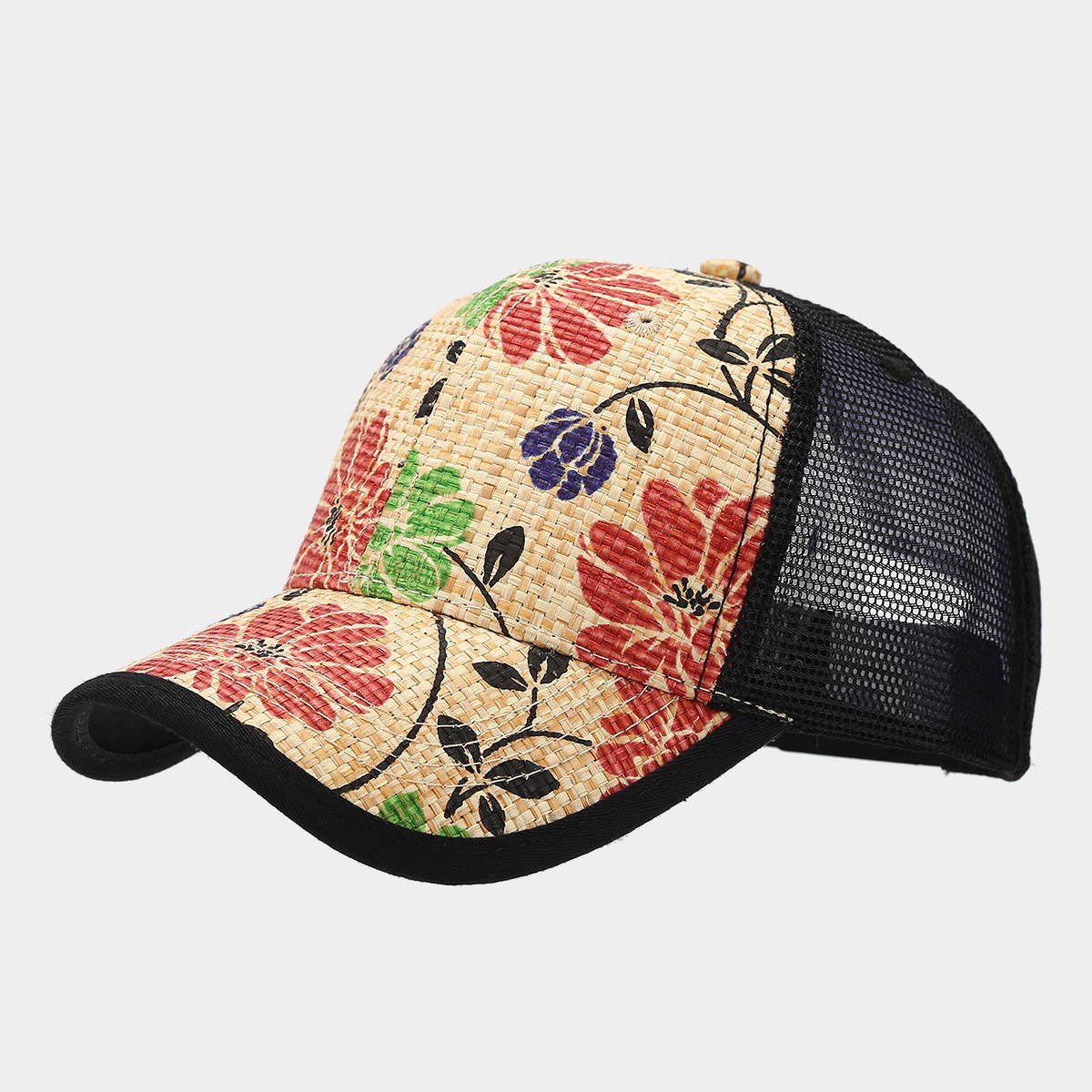 STYLISH FLORAL STRAW CAP UNISEX SUMMER SUN HAT CWAH1576