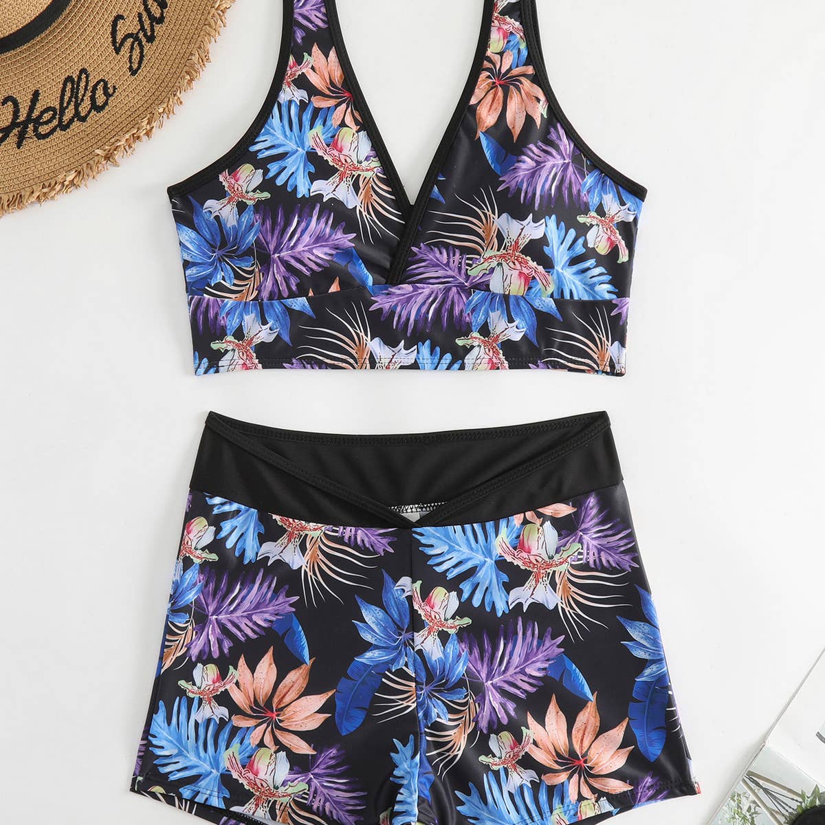 TANK TOP PRINTED TWO PIECE SWIMSUIT SET_CWMW0331