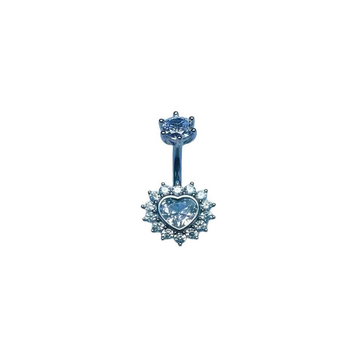 SEXY HYPOALLERGENIC HEART FLOWER ZIRCON BELLY RING_CWMM9465
