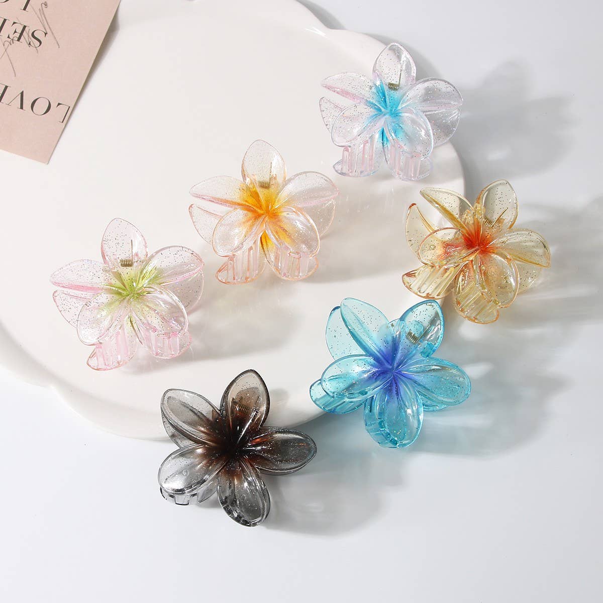 Holiday Large Glitter Egg Flower Hair Claw Clip_Cwmm5005