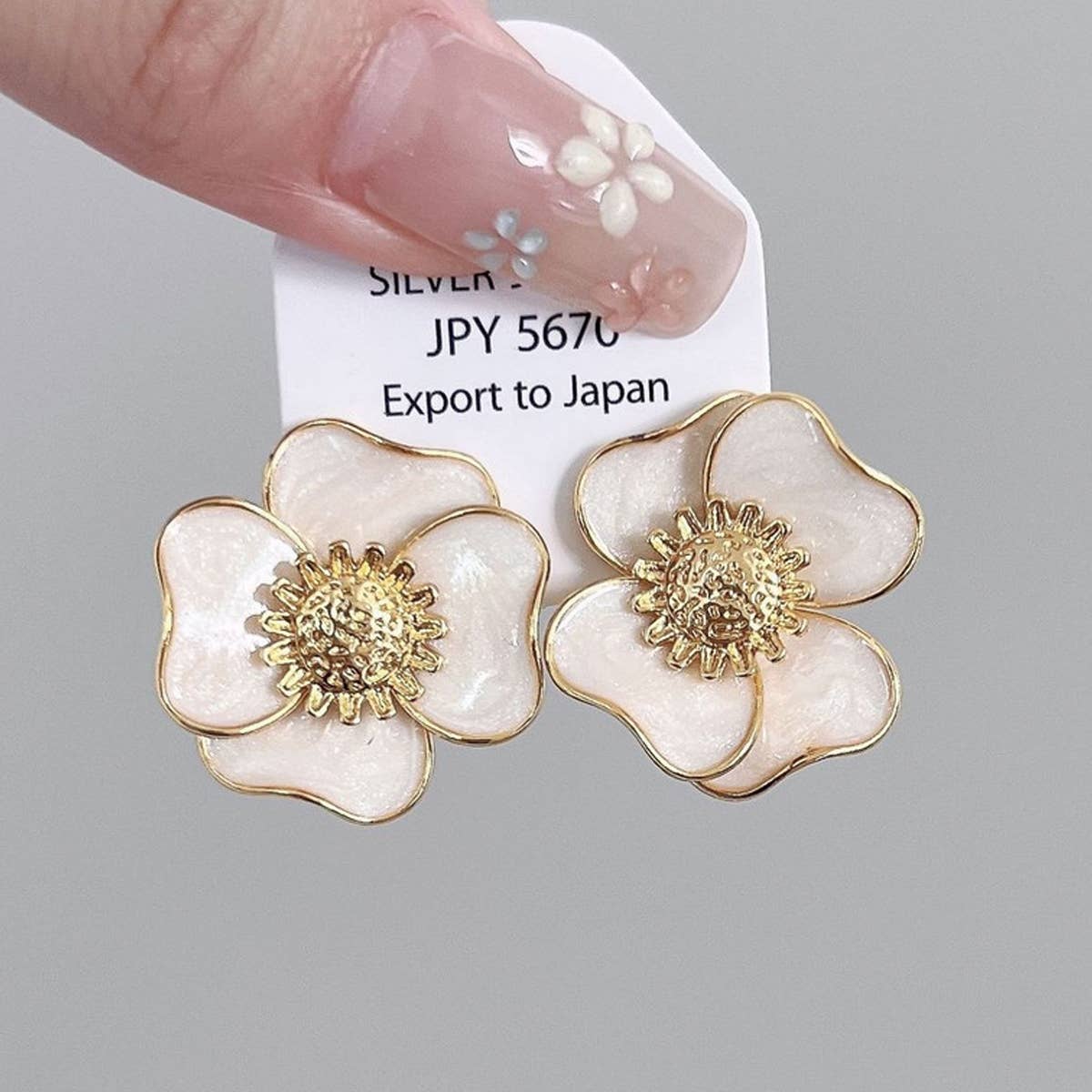 PEACH BLOSSOM 3D FLOWER EARRINGS_CWAJE2033