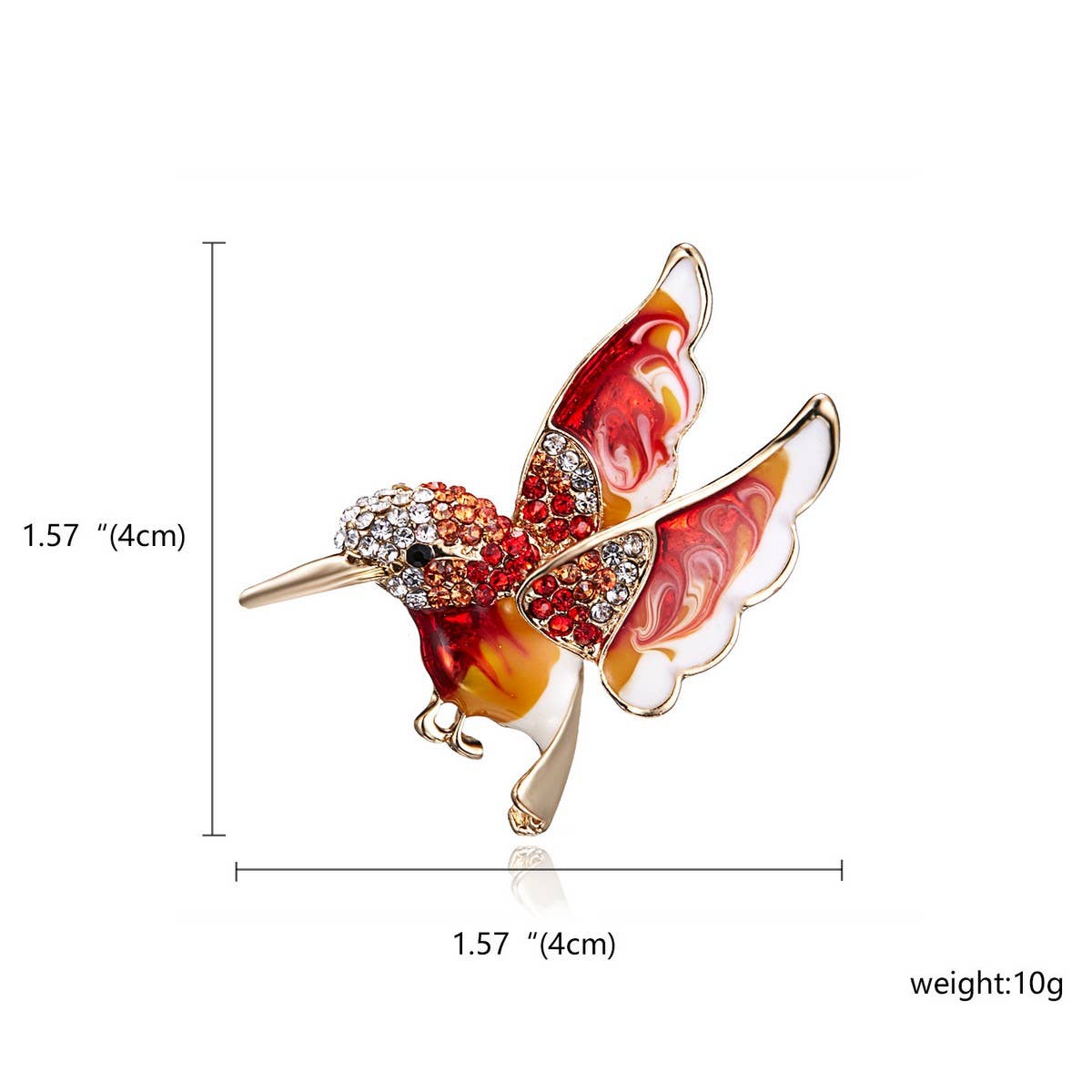 Cwaje2571_Hummingbird Water Drop Painting Oil Animal Brooch