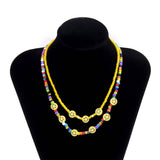 COLD GEOMETRIC COLOR SMILEY FACE NECKLACE_CWAJE1481