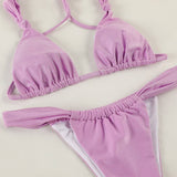 SOLID COLOR KNOTTED BIKINI SEXY BACKLESS SWIMWEAR_CWMW0260