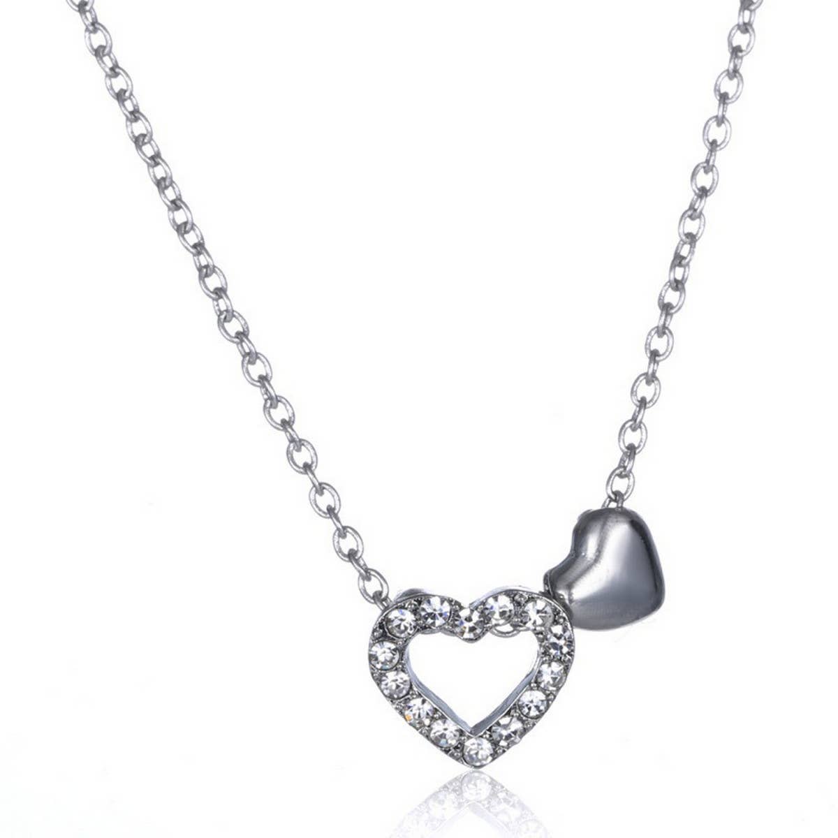 PAPER CARD DIAMOND HOLLOW HEART NECKLACE_CWAJE2437