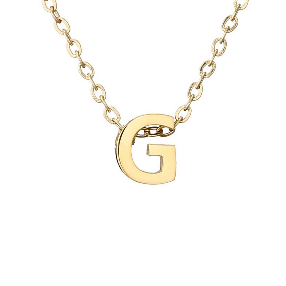 FASHION MIRROR POLISHED GOLD LETTER NECKLACE_CWMM5590