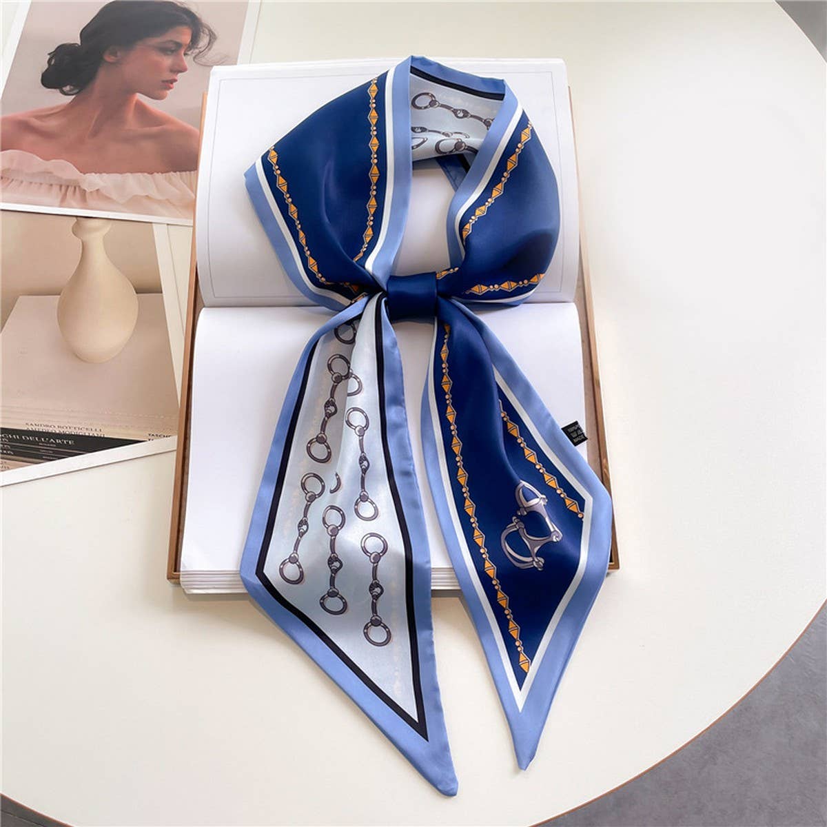 FASHIONABLE DOUBLE LAYER RIBBON ANGLED HEAD SCARF_CWASC1515