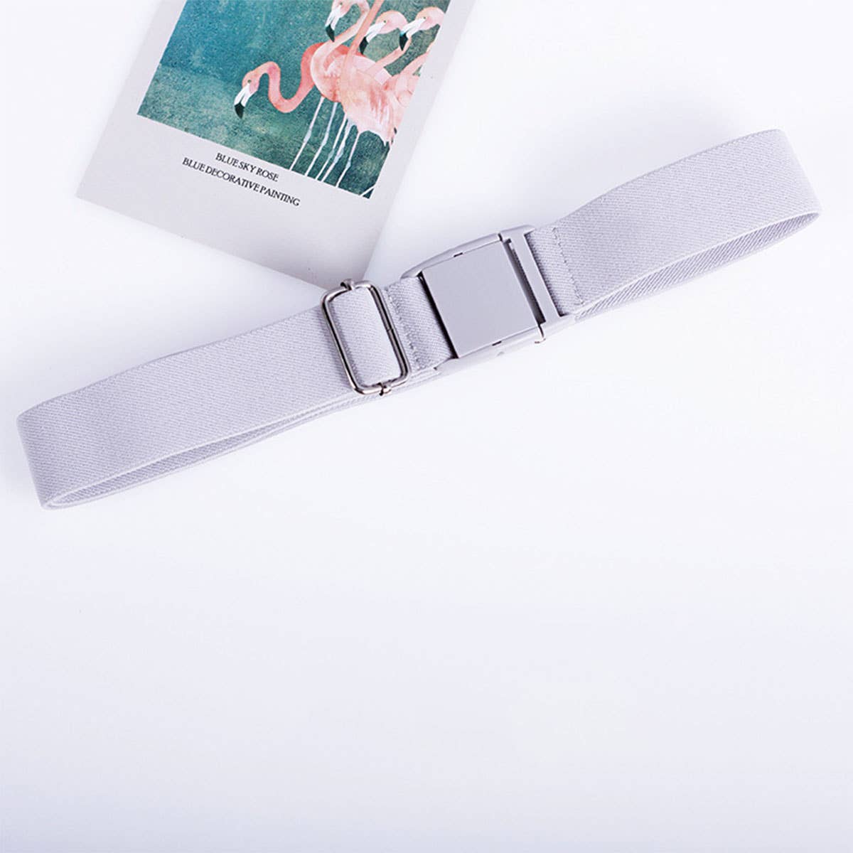 SOLID COLOR PLASTIC BUCKLE ELASTIC BELT_CWABE0681