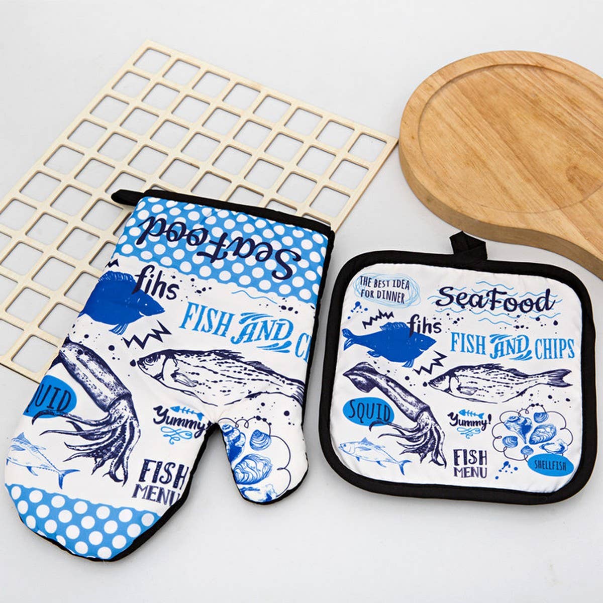 KITCHEN TWO PIECE BAKING SCALD PROOF GLOVES_CWMM1453