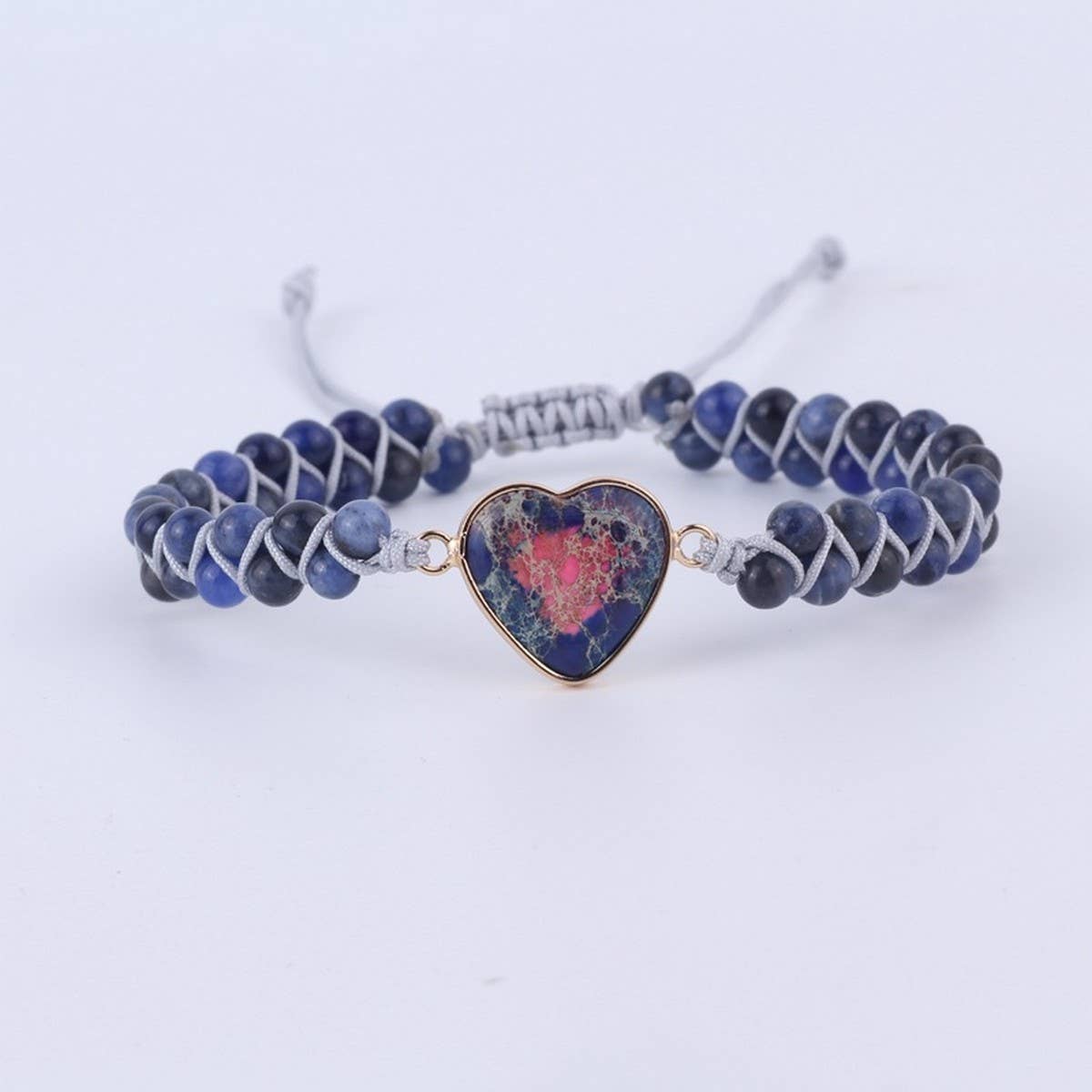 HEART SHAPED CHARM NATURAL STONE WOVEN BRACELET_CWAJE3915