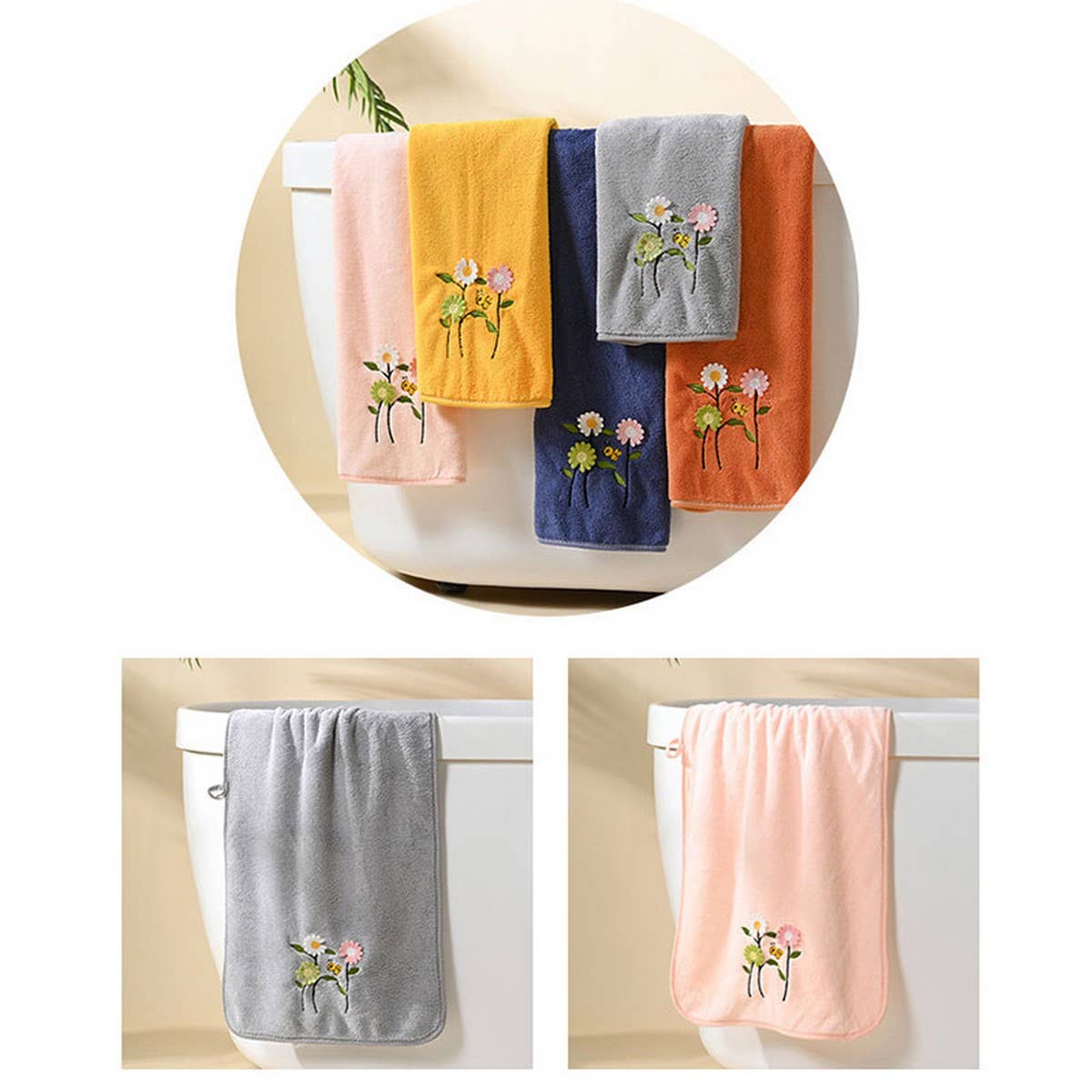 CORAL FLEECE FLOWER SQUARE TOWEL BATH TOWEL SET_CWMM2327