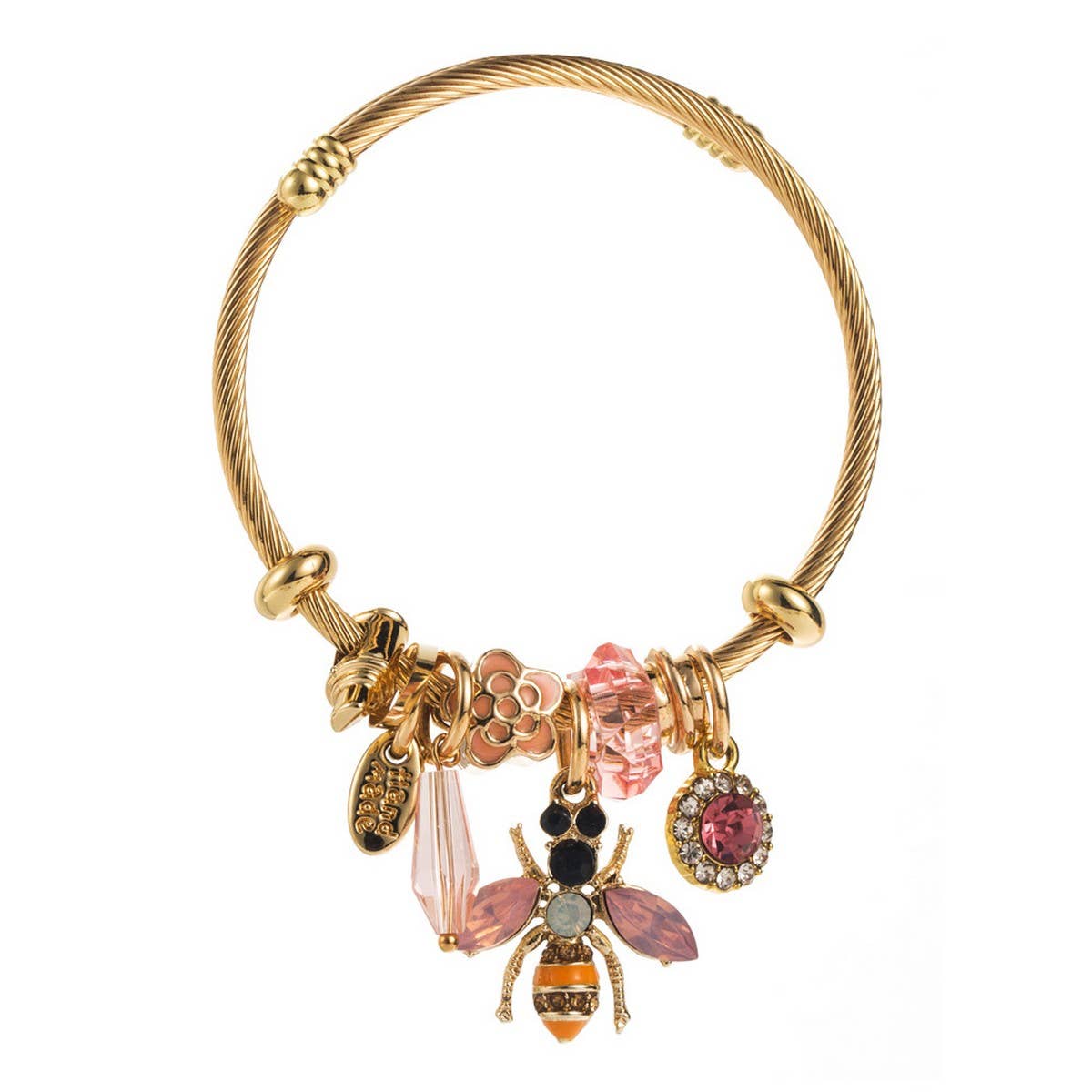 NEW STAINLESS STEEL BRACELET WITH BEE CHARM_CWMM8483