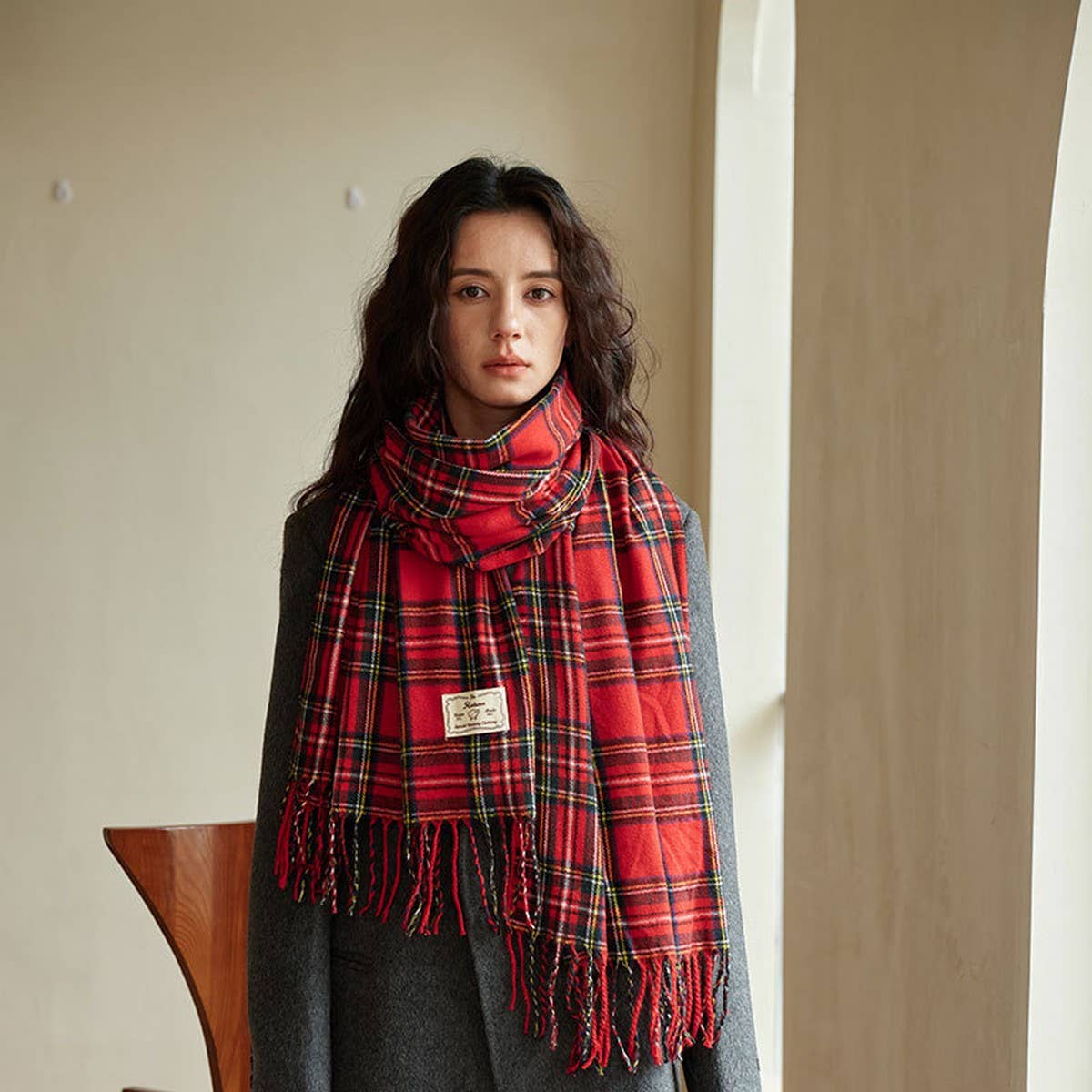 PLAID COLORBLOCK SCARF CLASSIC WINTER WRAP_CWASC2347