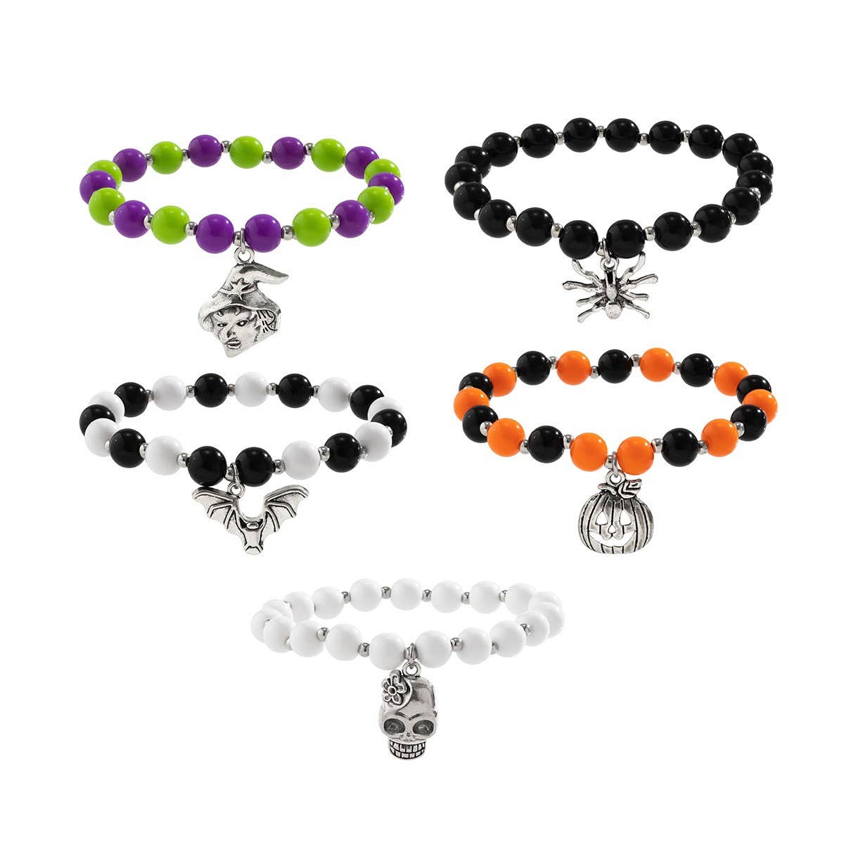 NEW SKULL PUMPKIN COLOR BRACELET SET_CWAJE1486