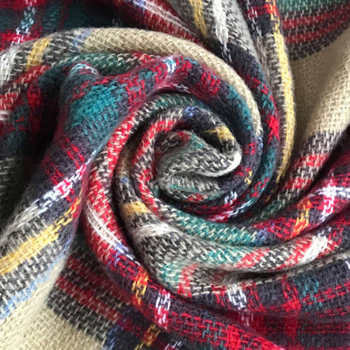 SOFT CHUNKY CHECKED GIANT SCARVES SHAWL CAPE_CWASC0107