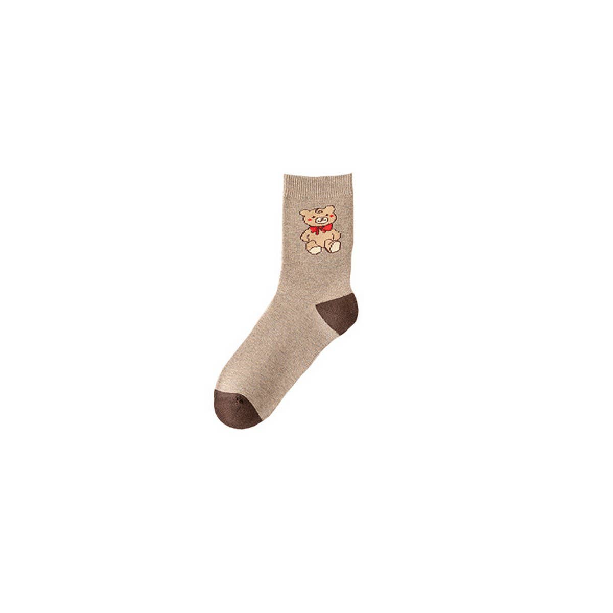 Cute Bear Terry Slouchy Sleep Crew Socks_Cwms03364
