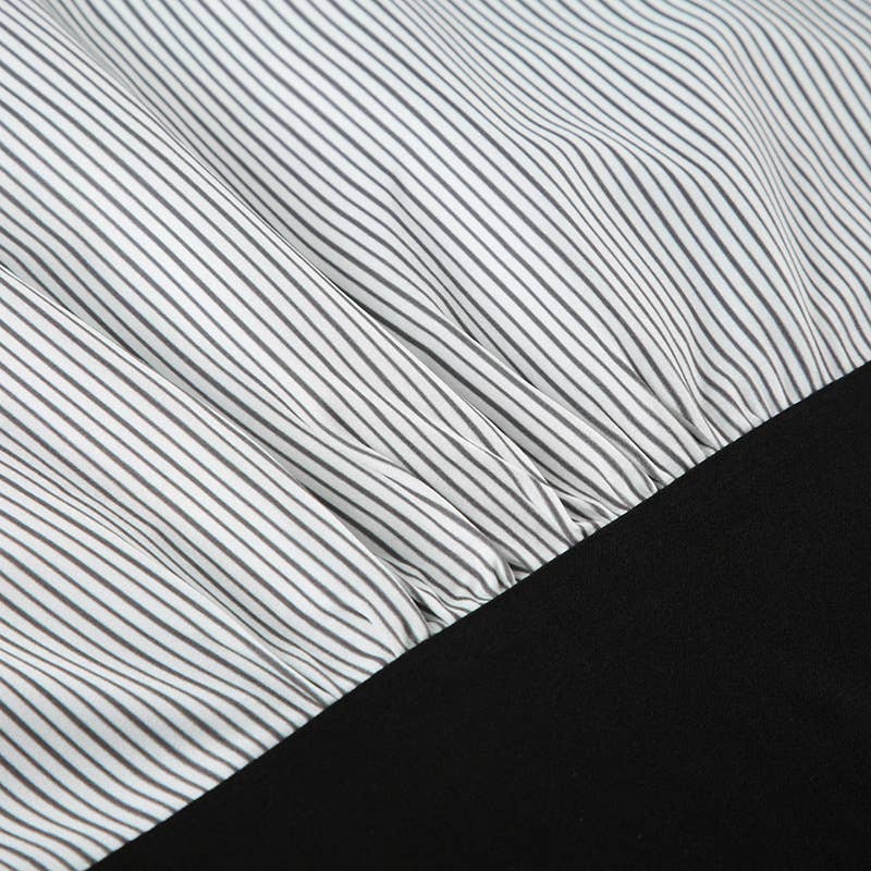 Waist Slim-Fit Lapel Color Striped Shirt