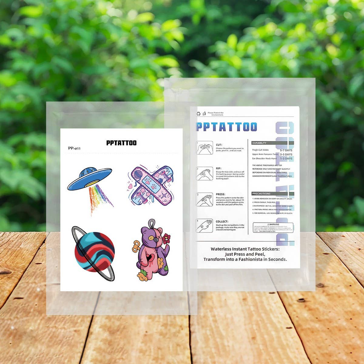 CUTE DOODLE TATTOO STICKERS COLORFUL FIREWORK SET_CWMM8357