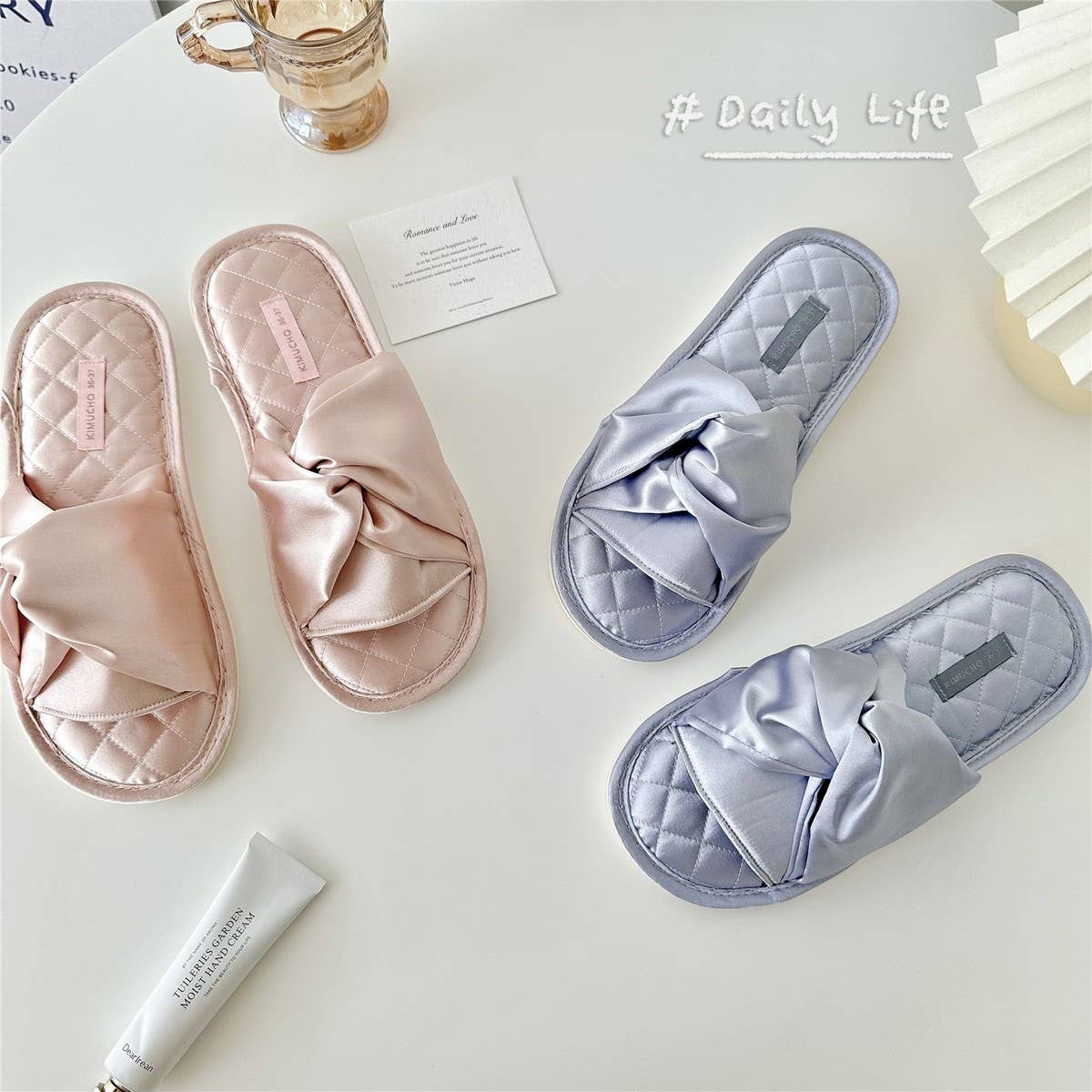 CROSS BOWKNOT FABRIC SLIPPERS INDOOR SLIPPERS_CWMM2976