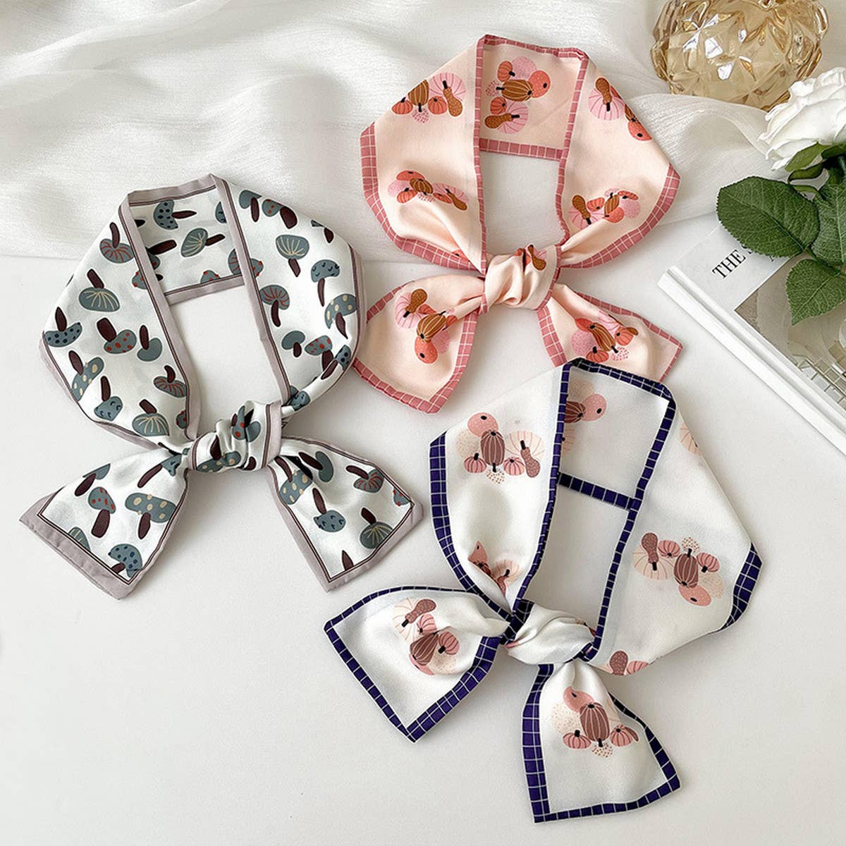 2024 New Style Bow Floral Striped Scarf_Cwasc0711
