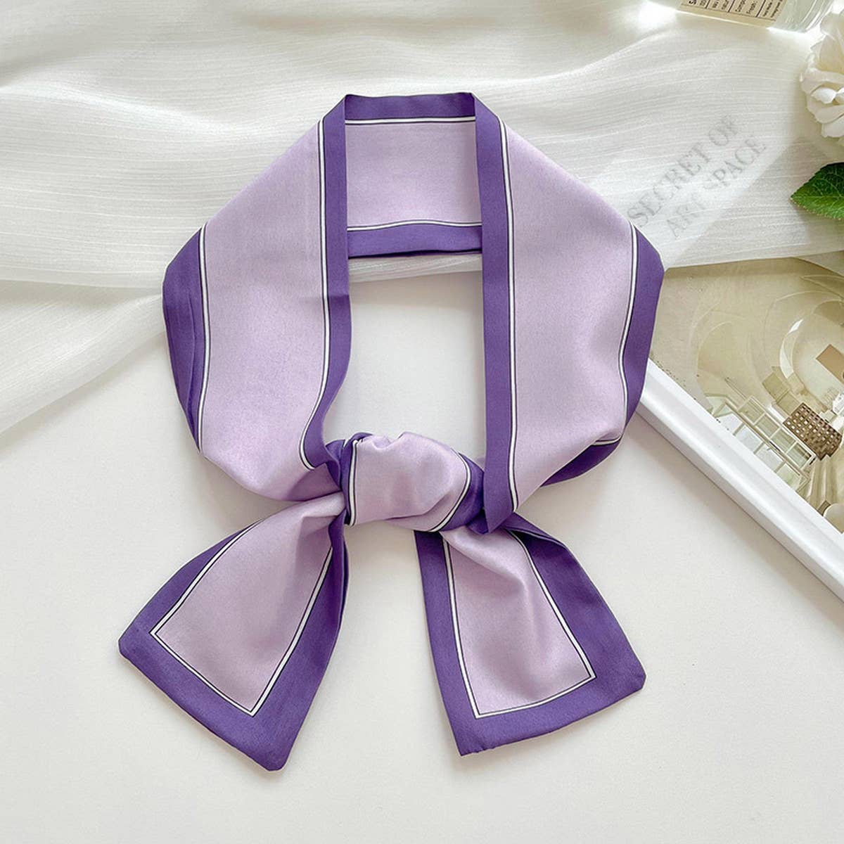 LONG THIN RIBBON SCARF PONYTAIL NECK OR PURSE_CWASC0726