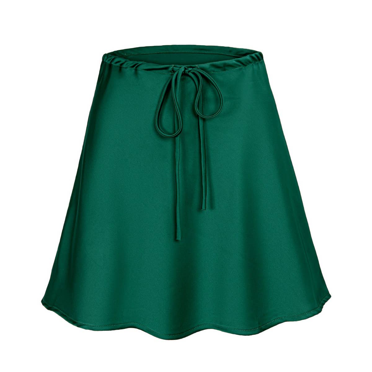SATIN SKIRT DRAWSTRING CASUAL SHORT SKIRT_CWBSS0379