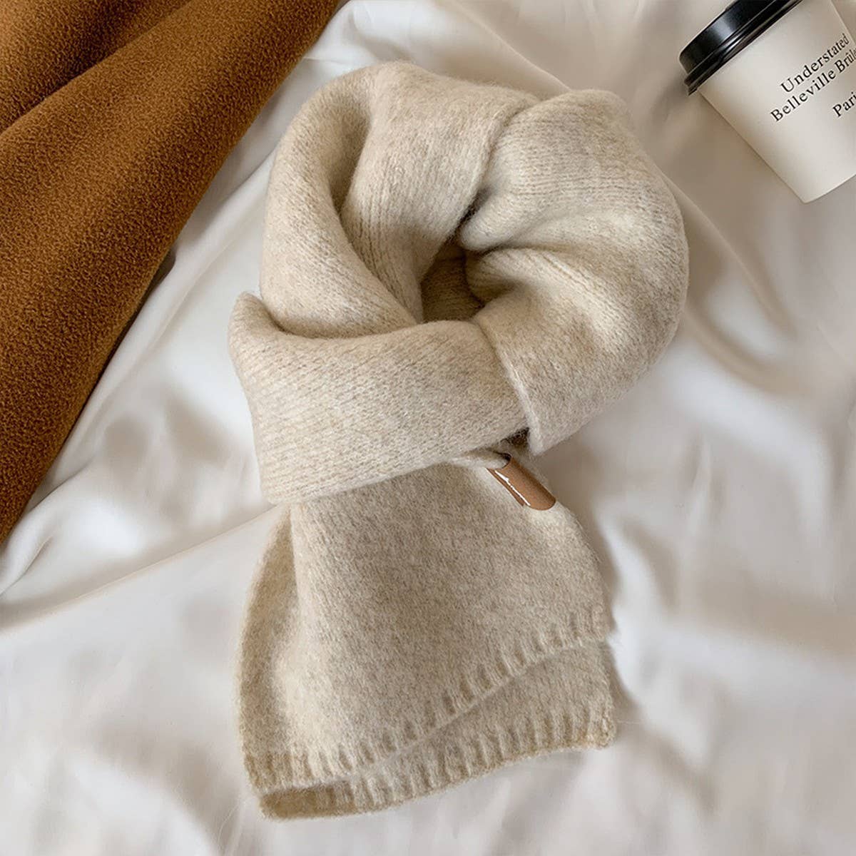 CUTE KNIT SCARF UNISEX SOLID COLOR NECK WARMER_CWASC1509