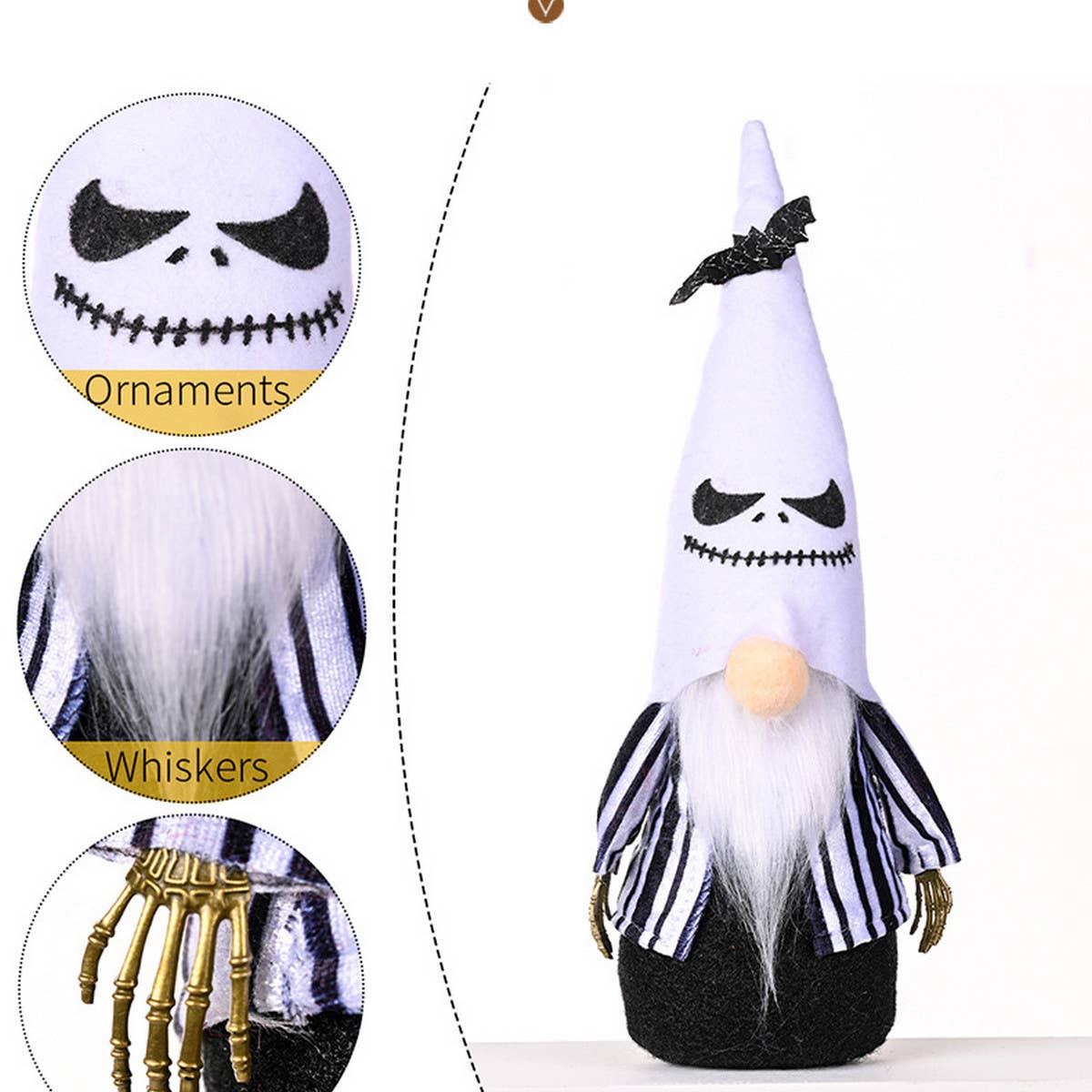 HALLOWEEN GHOST BAT POINTED HAT DOLL ORNAMENT_CWMM1773