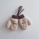CHILDRENS CUTE SMILING FACE LAMBSKIN GLOVES_CWASC2112