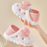 BOW DECOR MINIMALIST FLUFFY BEDROOM SLIPPERS_CWSHS0238