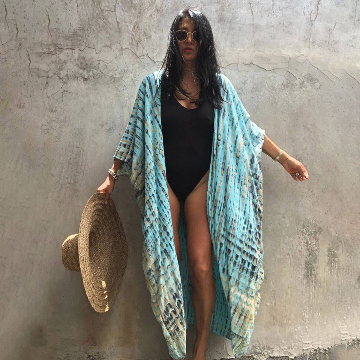 BAMBOO COTTON TIE DYE BEACH COVER UP CARDIGAN_CWMM6301