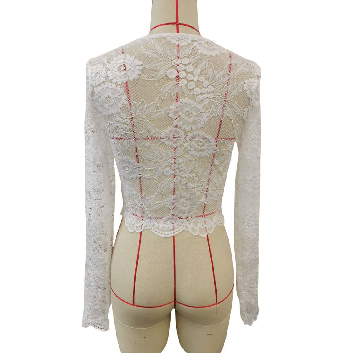 LACE FLORAL PRINT CROPPED SLIM FIT T SHIRT TOP_CWTBLL3431