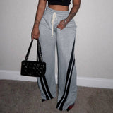 Versatile Color Diagonal Striped Sweatpants