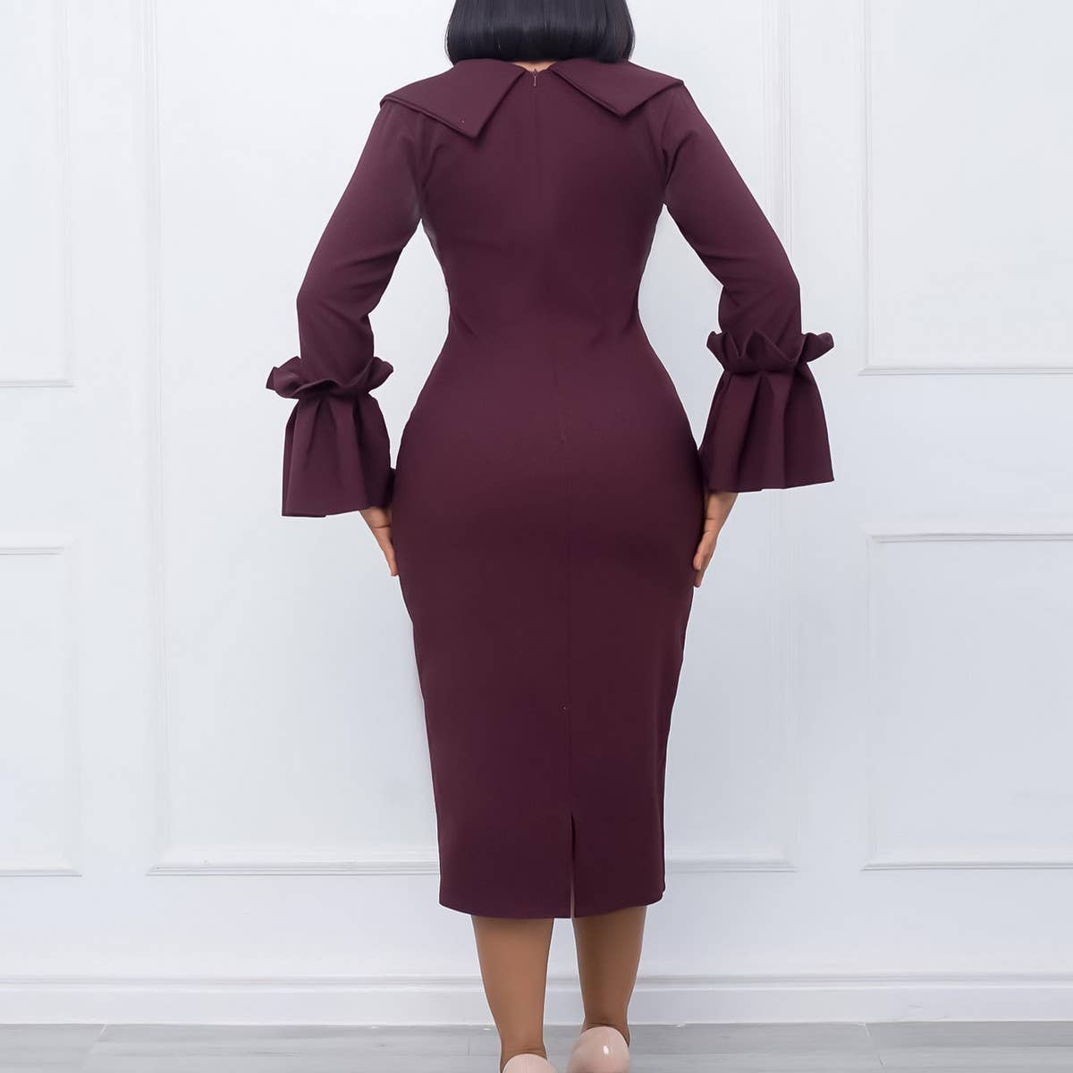 FASHIONABLE AND ELEGANT COMMUTER LONG DRESS_CWDMD3698