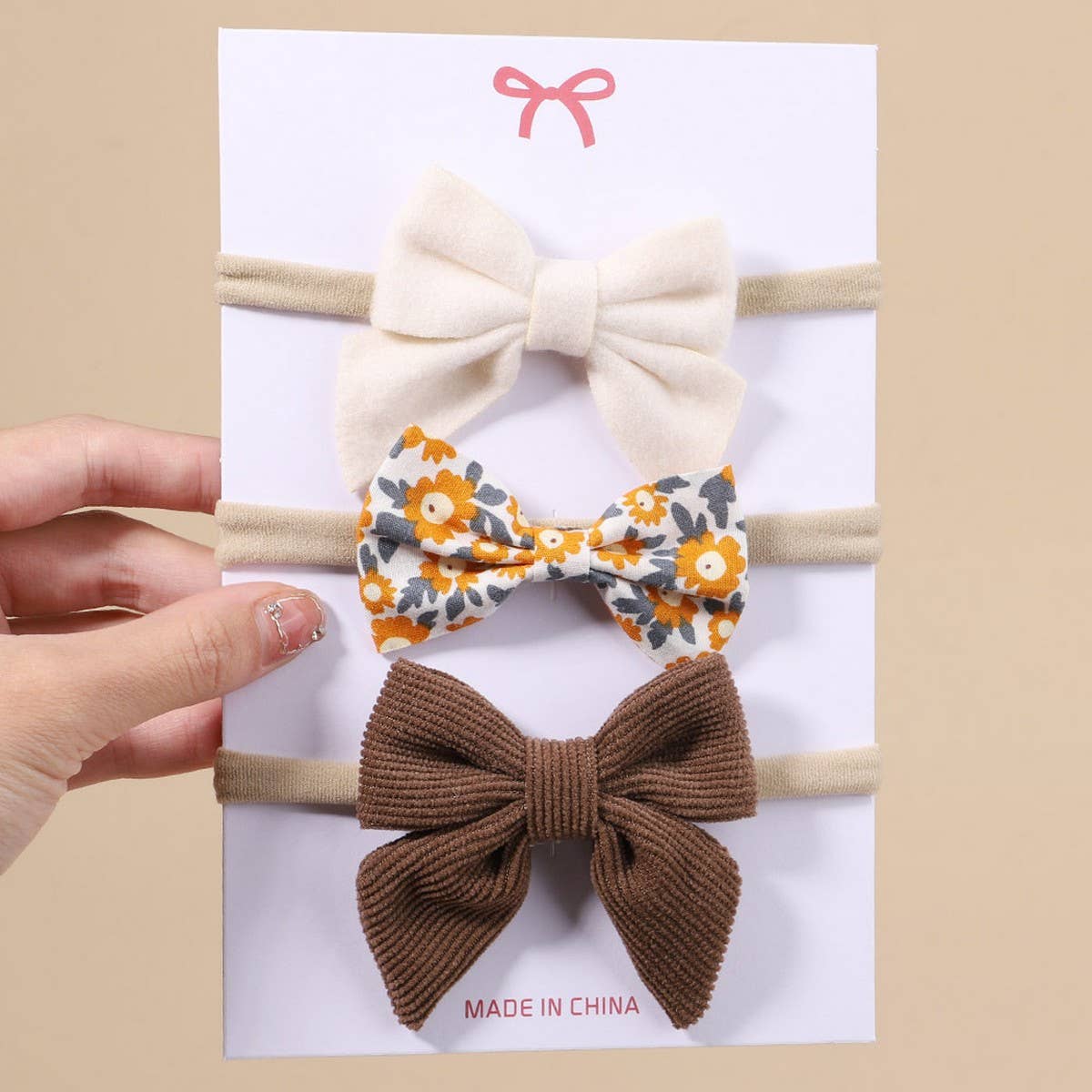 CORDUROY BOW BABY HEADBAND SET FOR GIRLS_CWAHA6751